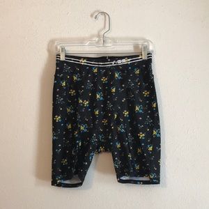 Adam Selman Sport Black Floral French Cut Bike Shorts size Large